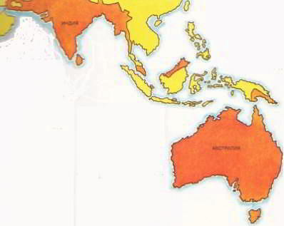 На этой карте показаны колонии Британской империи в Индии, Юго-Восточной Азии и Австралии на 1914 г